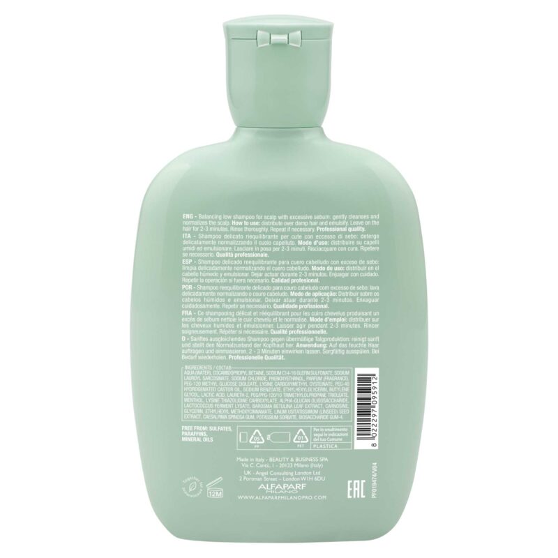 Alfaparf Milano Semi di Lino Scalp Rebalance Balancing Low Shampoo 250ml – Εξισορροπητικό Σαμπουάν Κατά της Λιπαρότητας & για Ρύθμιση του Τριχωτού - Image 2