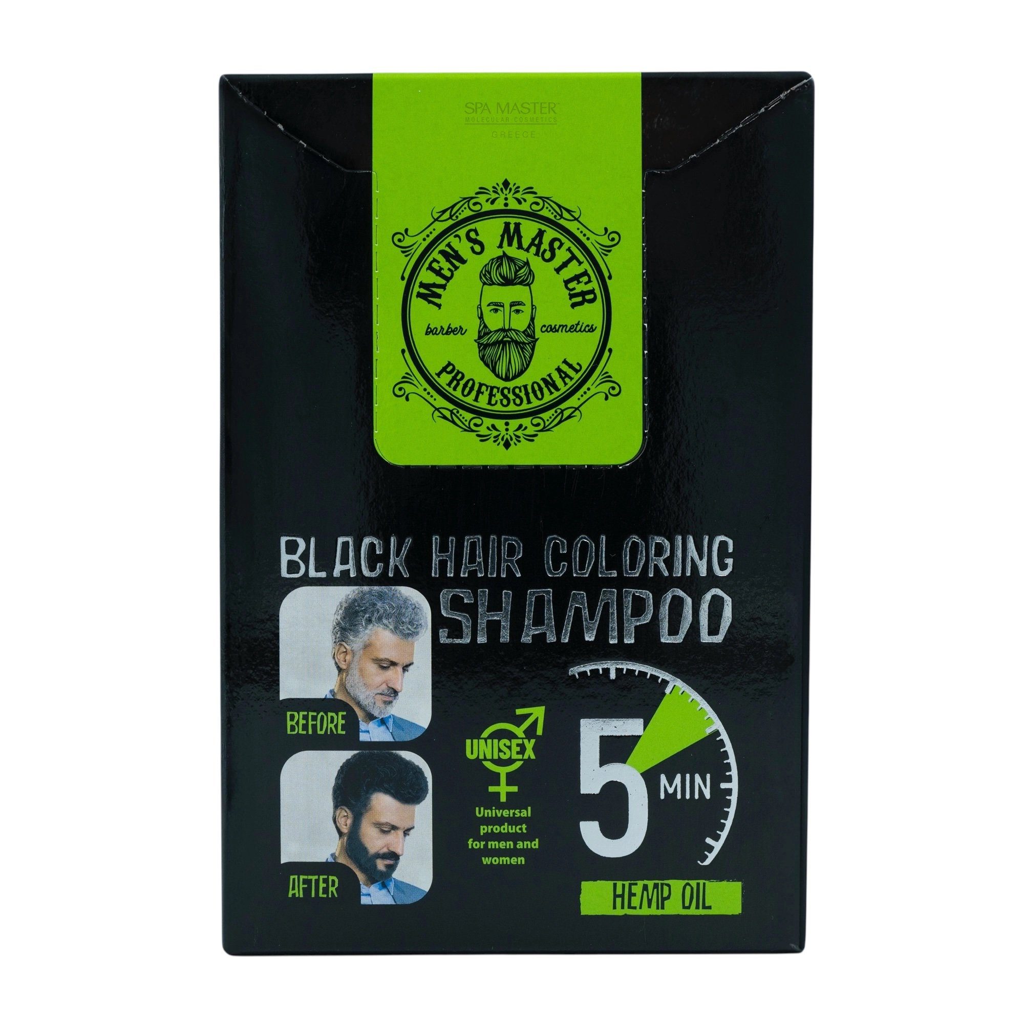 MEN’S MASTER Black Hair Coloring Shampoo 25ml – Σαμπουάν Βαφής Μαλλιών σε Απόχρωση Μαύρο