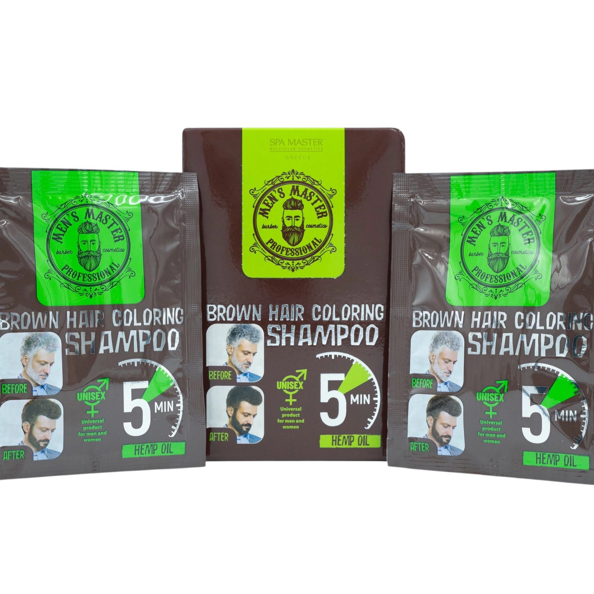 MEN’S MASTER Brown Hair Coloring Shampoo 25ml – Σαμπουάν Βαφής Μαλλιών Καστανό - Image 2