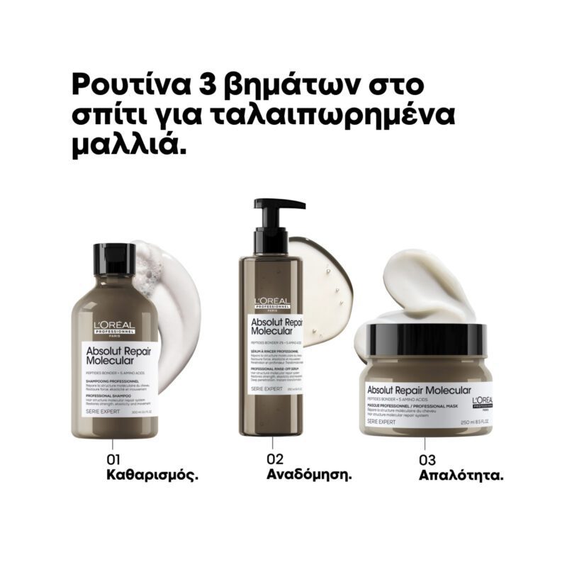 L’Oréal Professionnel Serie Expert Absolut Repair Molecular Μάσκα Μοριακής Επανόρθωσης για Ταλαιπωρημένα Μαλλιά 250ml - Image 4