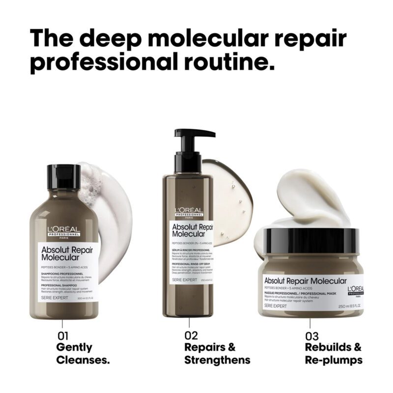 L’Oréal Professionnel Absolut Repair Molecular – Μάσκα Μοριακής Επανόρθωσης για Ταλαιπωρημένα Μαλλιά 500ml - Image 6