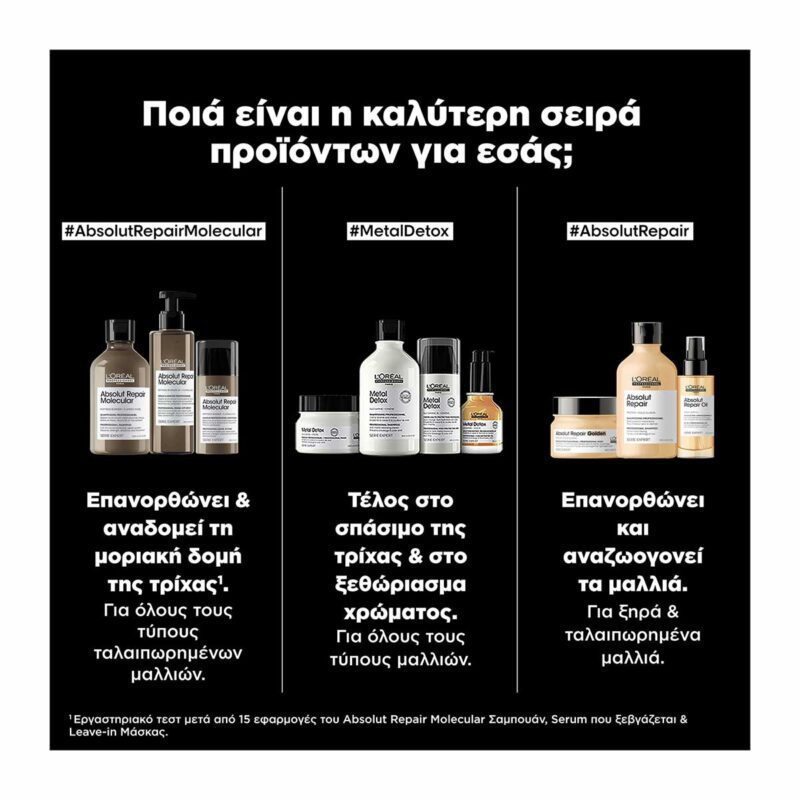 L’Oréal Professionnel Serie Expert Absolut Repair Molecular Σαμπουάν Μοριακής Επανόρθωσης χωρίς Θειικά Άλατα για Ταλαιπωρημένα Μαλλιά 1500ml - Image 6