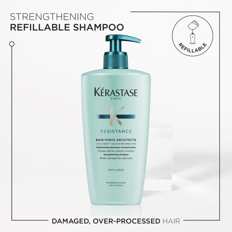 Kérastase Résistance Bain Force Architecte 500ml – Σαμπουάν Επανόρθωσης για Εύθραυστα & Ταλαιπωρημένα Μαλλιά - Image 2