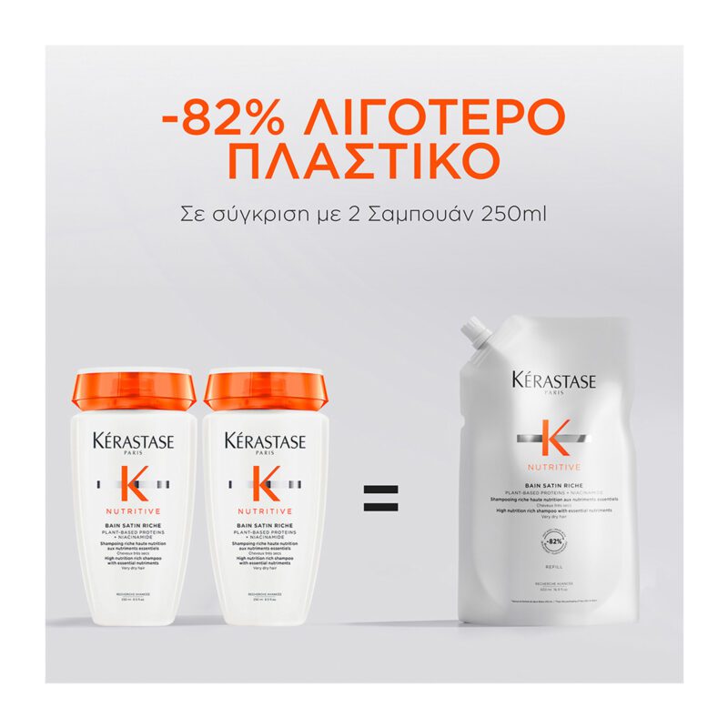 Kérastase Nutritive Bain Satin Riche Refill 500ml – Σαμπουάν Υψηλής Θρέψης για Πολύ Ξηρά Μαλλιά - Image 3