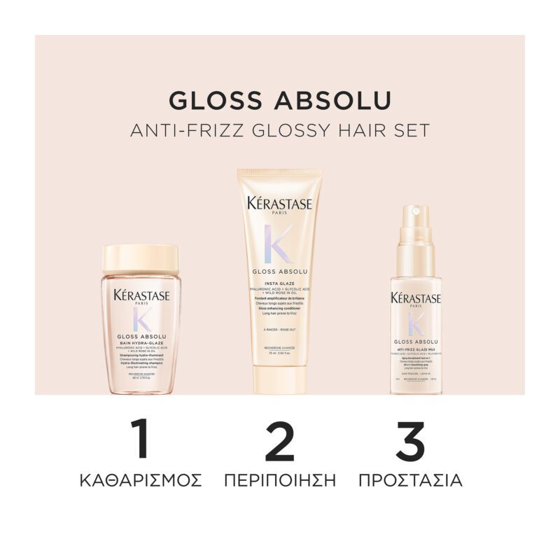 Kérastase Gloss Absolu Discovery Travel Set (Bain Hydra-Glaze Shampoo 80ml, Insta Glaze Conditioner 75ml, Anti-Frizz Glaze Milk 45ml) - Image 2