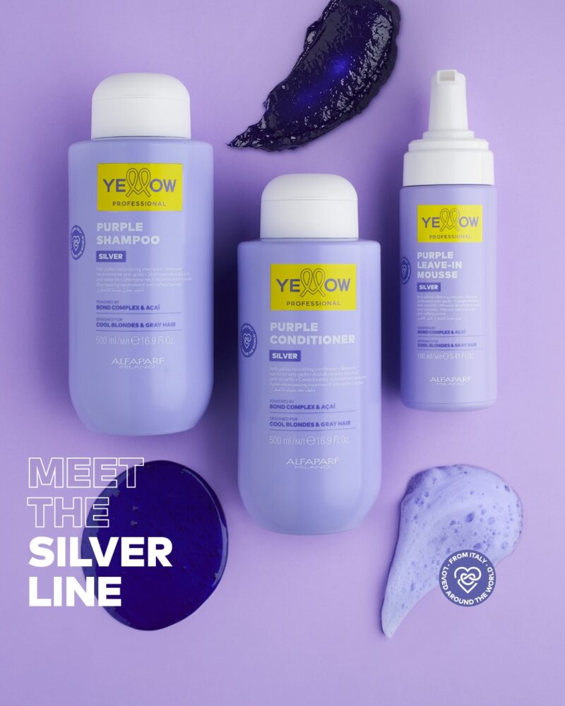 Alfaparf Yellow Professional Silver Purple Conditioner 500ml – Μαλακτική Κατά του Κιτρινίσματος για Ψυχρές Ξανθές & Γκρίζες Αποχρώσεις - Image 5