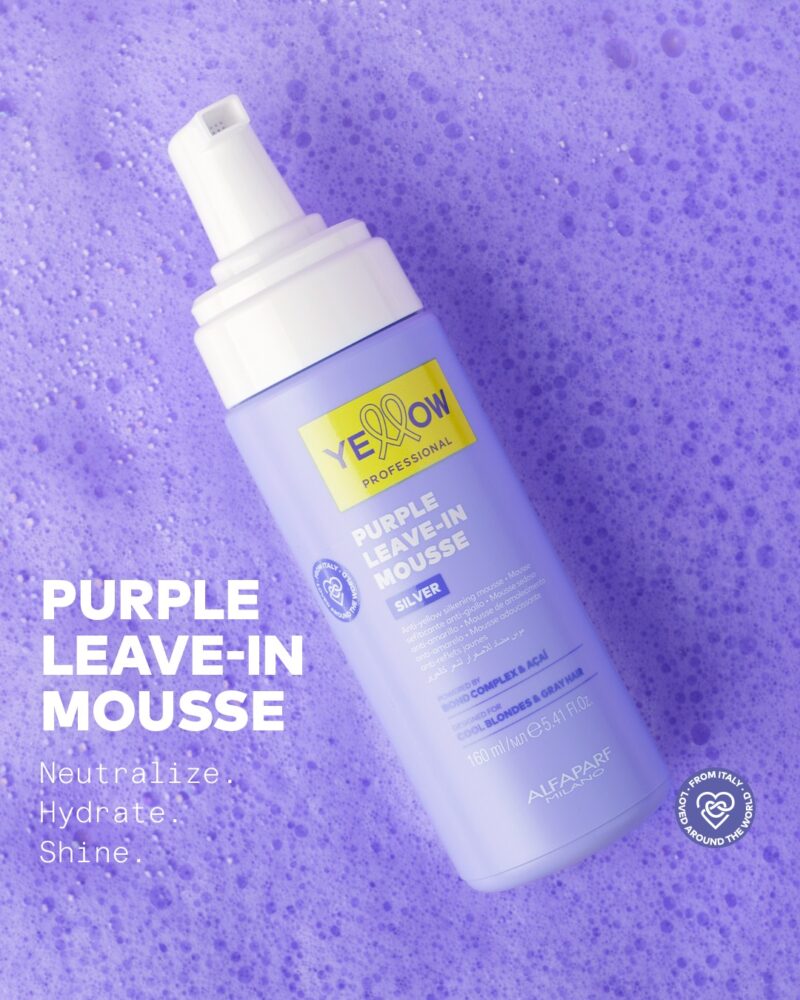 Alfaparf Yellow Professional Silver Purple Leave-in Mousse 160ml – Αφρός Leave-In Κατά του Κιτρινίσματος για Λάμψη & Επανόρθωση - Image 5