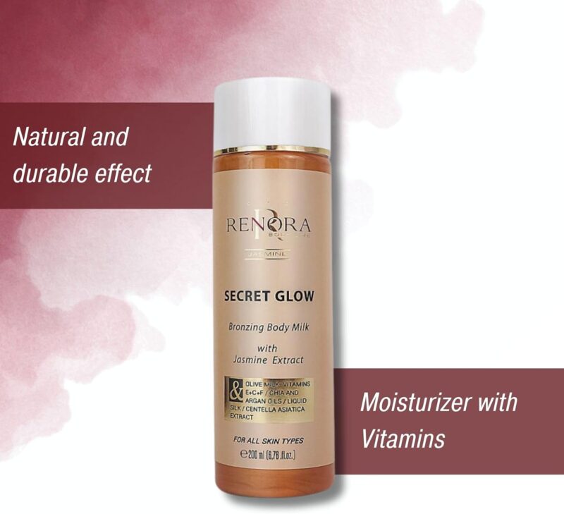 Renora Secret Glow Bronzing Body Milk 200ml – Ενυδατικό Γαλάκτωμα Σώματος με Λαμπερές Πέρλες & Ήπιο Ηλιοκαμένο Αποτέλεσμα - Image 6