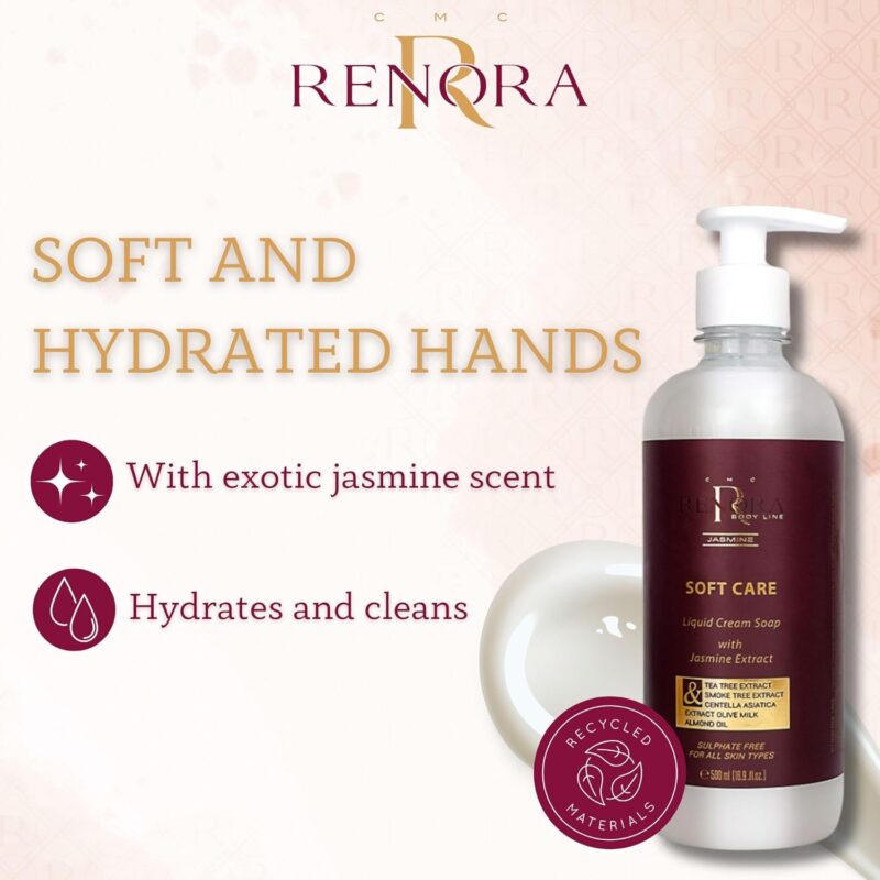 Renora Soft Care Liquid Cream Soap 300ml – Κρεμώδες Υγρό Σαπούνι για Απαλό Καθαρισμό & Ενυδάτωση Χεριών - Image 3