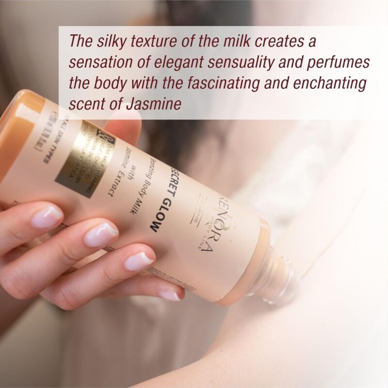 Renora Secret Glow Bronzing Body Milk 200ml – Ενυδατικό Γαλάκτωμα Σώματος με Λαμπερές Πέρλες & Ήπιο Ηλιοκαμένο Αποτέλεσμα - Image 4