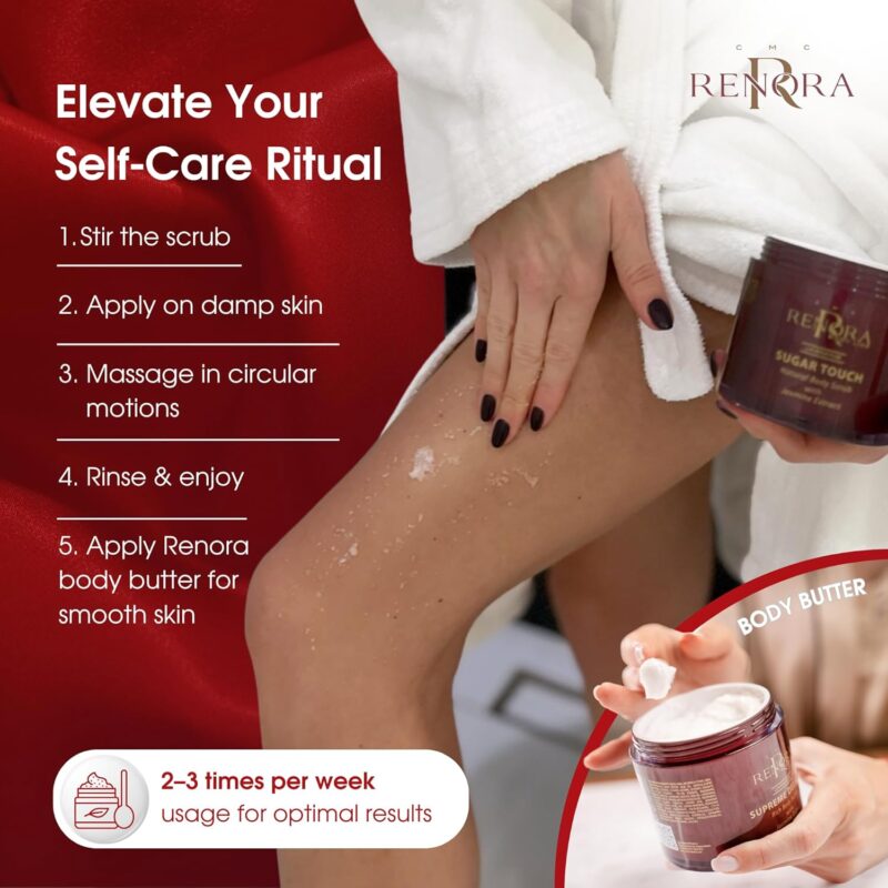 Renora Sugar Touch Natural Body Scrub 250ml – Φυσικό Scrub Σώματος με Ζάχαρη & Έλαια για Βαθιά Απολέπιση & Μεταξένια Απαλότητα - Image 7