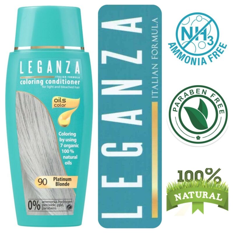 Leganza Coloring Conditioner - Μαλακτική Κρέμα Μαλλιών με Χρώμα Χωρίς Αμμωνία 150ml No90 Platinum Blonde/Ξανθό Πλατινέ - Image 4