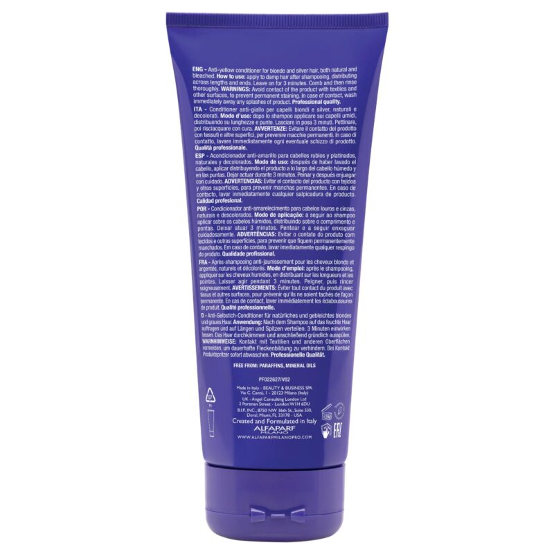 Alfaparf Milano Semi di Lino Anti-Yellow Conditioner 200ml – Μαλακτική Κρέμα για Εξουδετέρωση Κιτρινωπών Τόνων σε Ξανθά & Λευκά Μαλλιά - Image 2