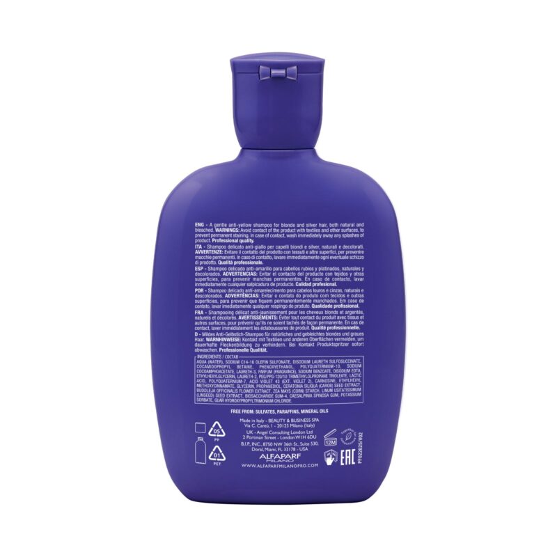 Alfaparf Milano Semi di Lino Anti-Yellow Low Shampoo 250ml – Σαμπουάν Ήπιου Καθαρισμού για Εξουδετέρωση Κιτρινωπών Τόνων - Image 2
