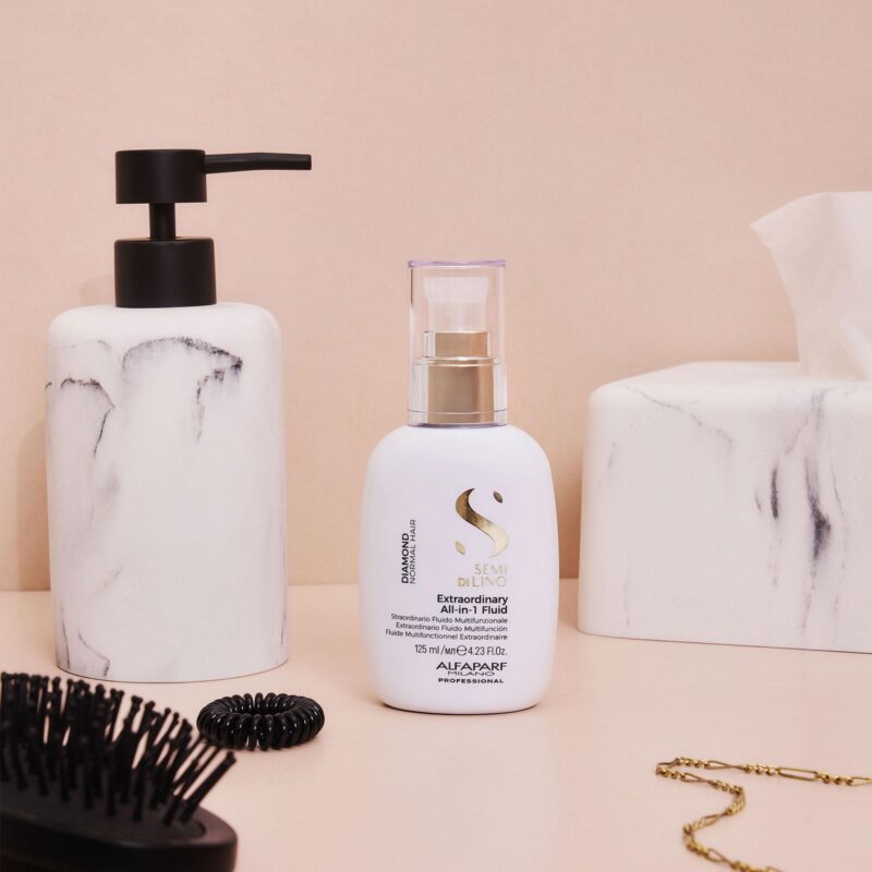 Alfaparf Milano Semi di Lino Diamond Extraordinary All-in-1 Fluid 125ml – Πολυλειτουργικό Fluid Λάμψης & Προστασίας για Θαμπά Μαλλιά - Image 4