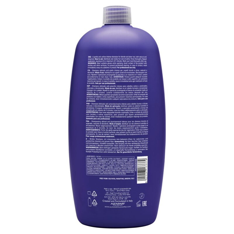 Alfaparf Milano Semi di Lino Anti-Yellow Low Shampoo 1000ml – Σαμπουάν Ήπιου Καθαρισμού για Εξουδετέρωση Κιτρινωπών Τόνων - Image 2