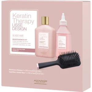 Alfaparf Milano Keratin Therapy Lisse Design Glass Hair Set – Σετ Περιποίησης Λείανσης με Σαμπουάν, Lamellar Water & Βούρτσα