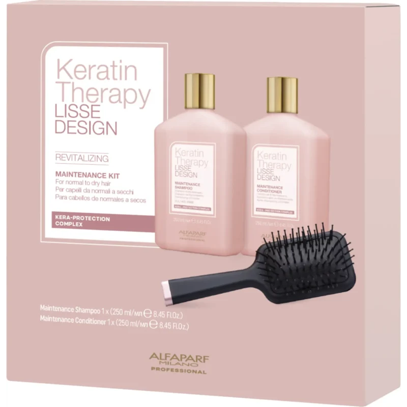 Alfaparf Milano Keratin Therapy Lisse Design Revitalizing Set – Σετ Περιποίησης Λείανσης με Σαμπουάν, Conditioner & Βούρτσα