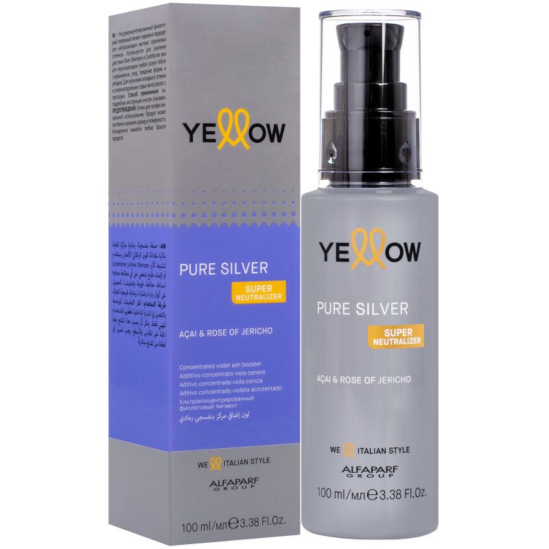 Alfaparf Yellow Pure Silver Concentrated Pigment 100ml – Συμπυκνωμένο Μωβ/Γκρι Χρωστικό για Εξουδετέρωση Κίτρινων Τόνων & Λάμψη Ψυχρών Ξανθών Μαλλιών