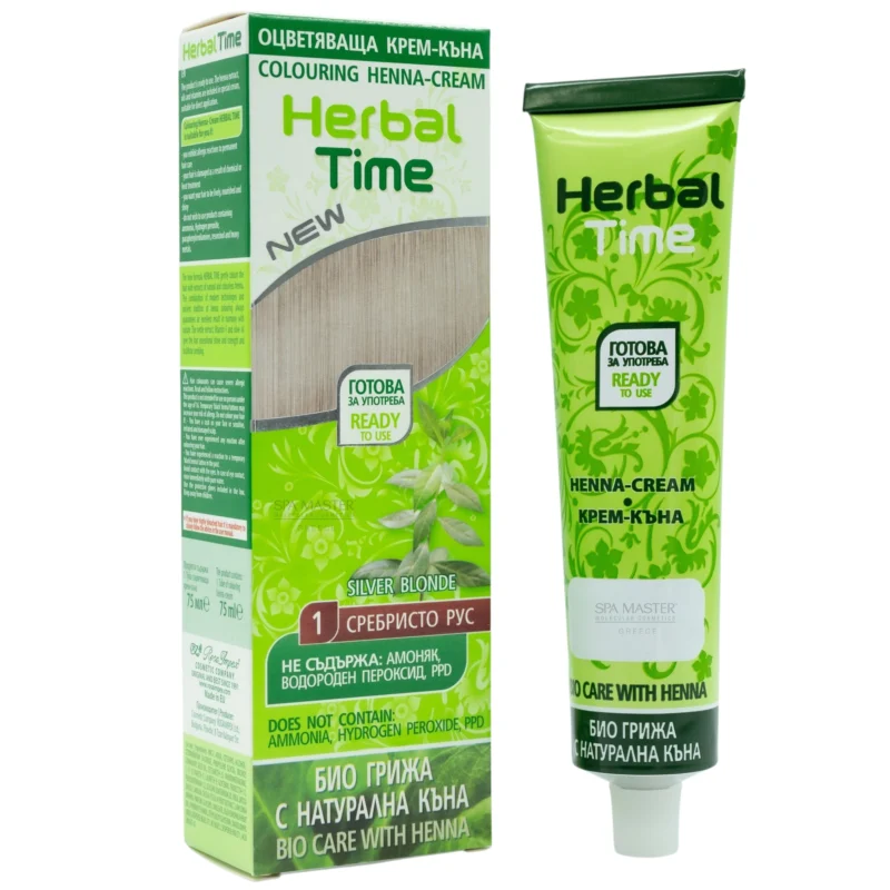 Έτοιμη Henna Μαλλιών Ασημί Ξανθό - Silver Blonde N1 Herbal Time 75ml