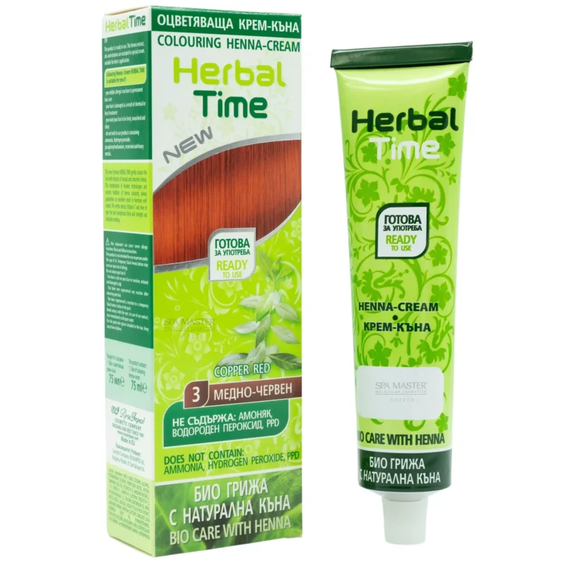 Έτοιμη Henna Μαλλιών Χάλκινο Κόκκινο - Copper Red N3 Herbal Time 75ml