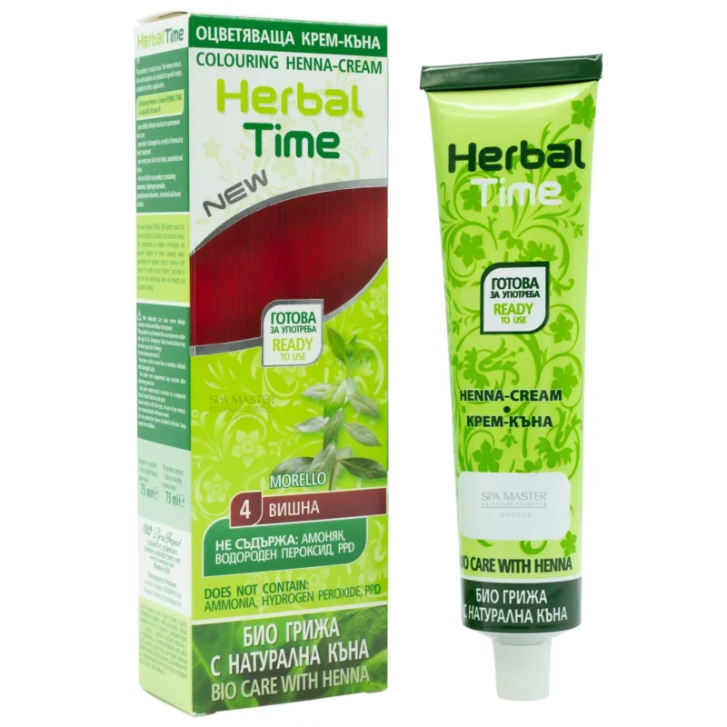 Έτοιμη Henna Μαλλιών Βυσσινί Κόκκινο - Morello N4 Herbal Time 75ml