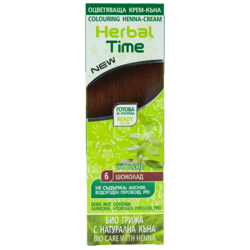 Έτοιμη Henna Μαλλιών Σοκολατί - Chocolate N6 Herbal Time 75ml - Image 2