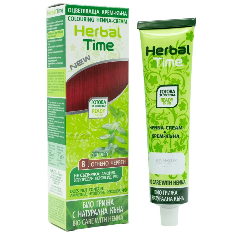Έτοιμη Henna Μαλλιών Κόκκινο Φωτιάς - Fire Red N8 Herbal Time 75ml