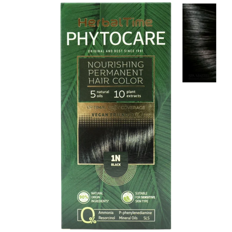Βαφή μαλλιών χωρίς αμμωνία Μαύρο Black 1N - Herbal Time PhytoCare