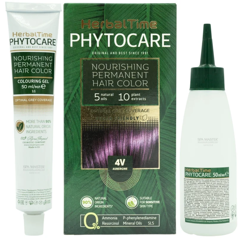 Βαφή μαλλιών χωρίς αμμωνία Μελιτζανί Aubergine 4V - Herbal Time PhytoCare - Image 3