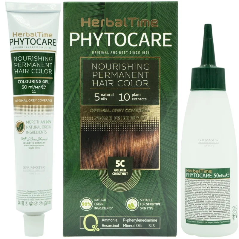 Βαφή μαλλιών χωρίς αμμωνία Χρυσό Κάστανο Chestnut 5C - Herbal Time PhytoCare - Image 3