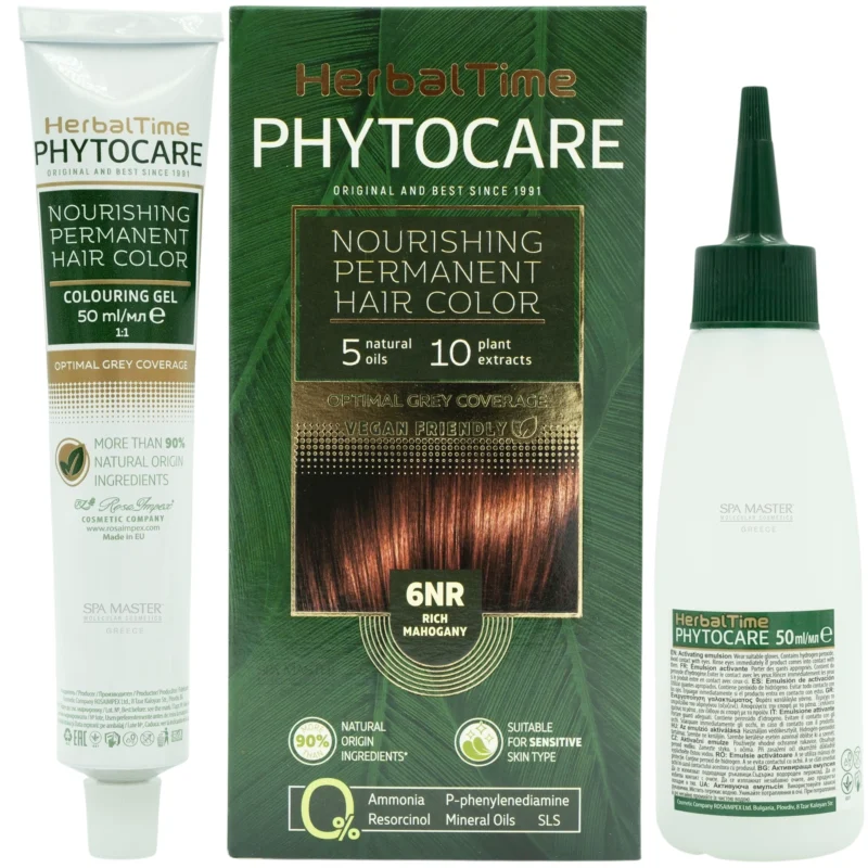 Βαφή μαλλιών χωρίς αμμωνία Ακαζού Red Mahogany 6NR - Herbal Time PhytoCare - Image 3