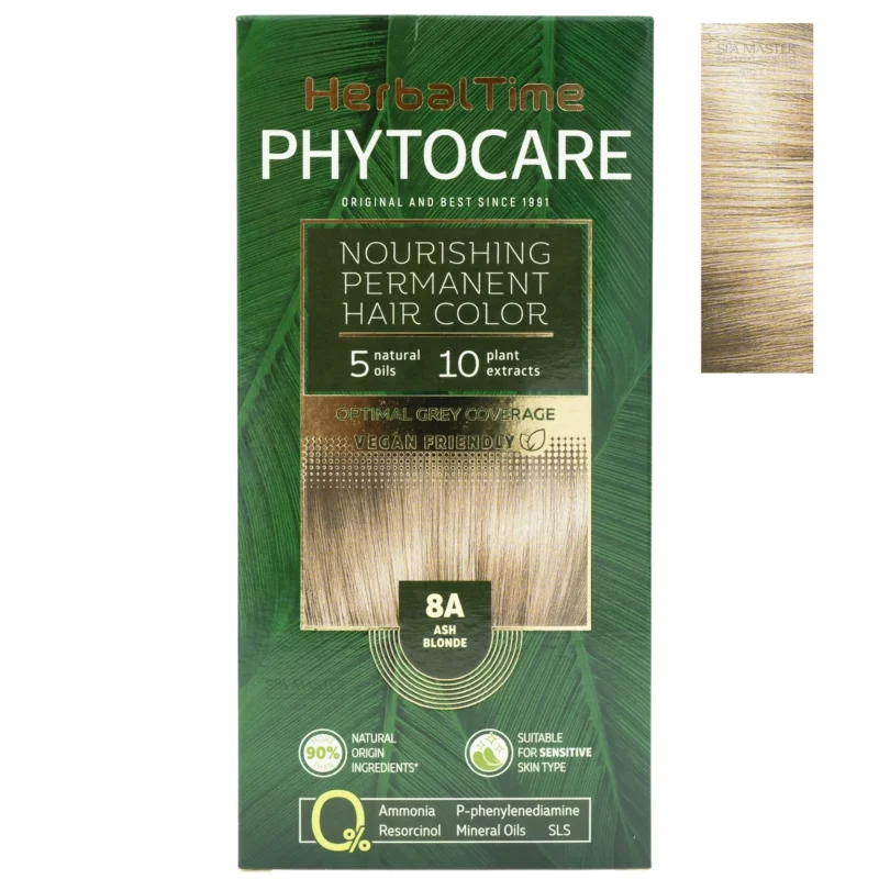 Βαφή μαλλιών χωρίς αμμωνία Σταχτί Ξανθό Ash Blonde 8A - Herbal Time PhytoCare