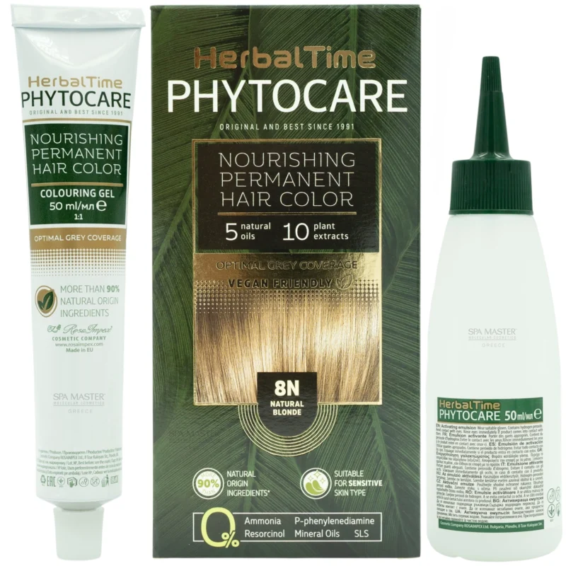 Βαφή μαλλιών χωρίς αμμωνία Φυσικό Ξανθό Natural Blonde 8N - Herbal Time PhytoCare - Image 3