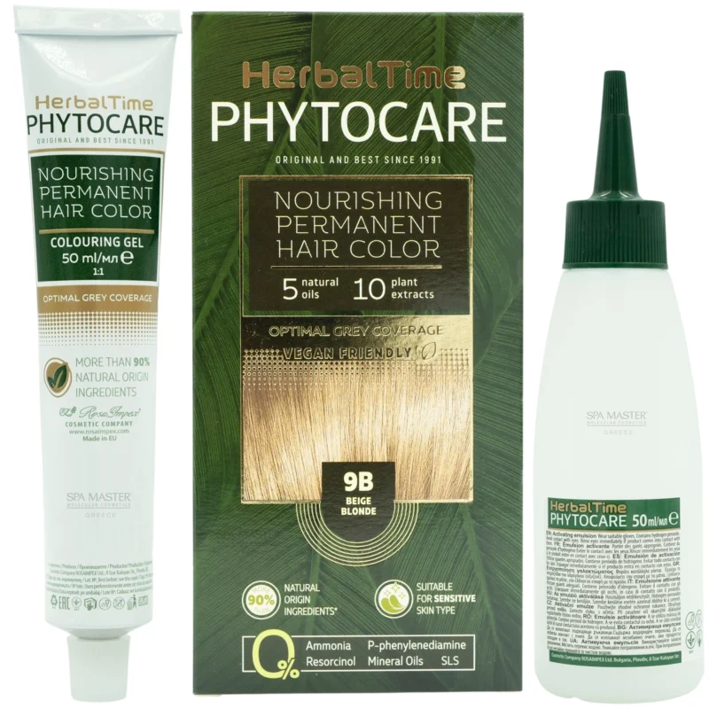 Βαφή μαλλιών χωρίς αμμωνία Μπεζ Ξανθό Beige Blonde 9B - Herbal Time PhytoCare - Image 3