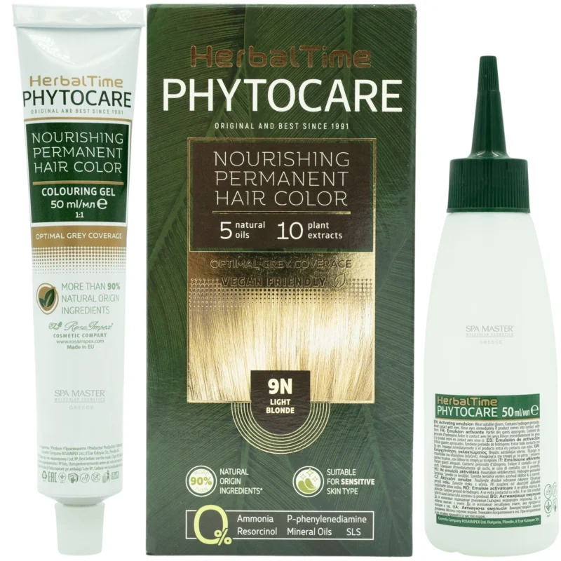 Βαφή μαλλιών χωρίς αμμωνία Ανοιχτό Ξανθό Light Blonde 9Ν - Herbal Time PhytoCare - Image 3