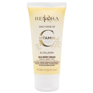 Renora Daily Dose Vitamin C & Collagen Silk Body Cream 250ml – Μεταξένια Κρέμα Σώματος για Λάμψη, Σύσφιξη & Θρέψη