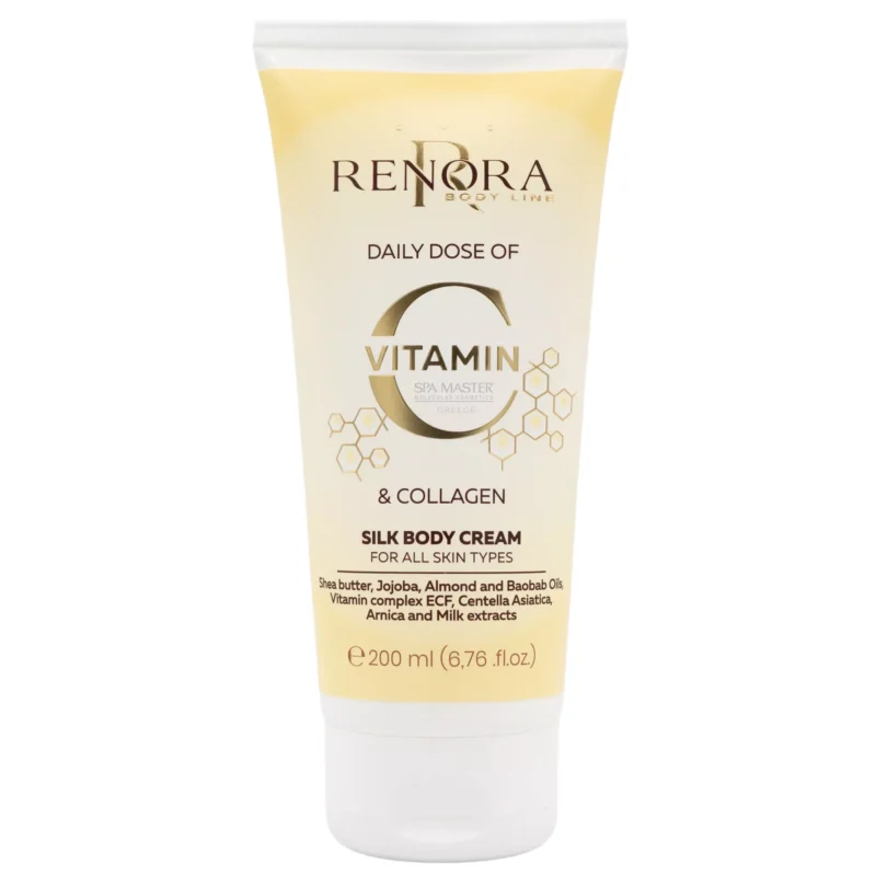 Renora Daily Dose Vitamin C & Collagen Silk Body Cream 250ml – Μεταξένια Κρέμα Σώματος για Λάμψη, Σύσφιξη & Θρέψη