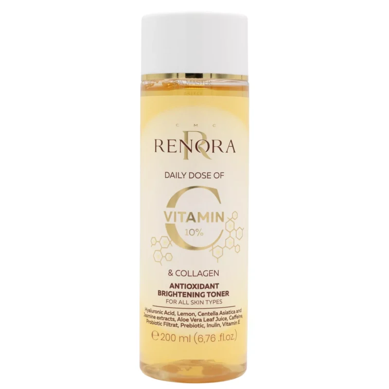 Renora Daily Dose Vitamin C & Collagen Toner 200ml – Αντιοξειδωτικό Toner για Λάμψη, Σύσφιξη & Ομοιόμορφο Τόνο