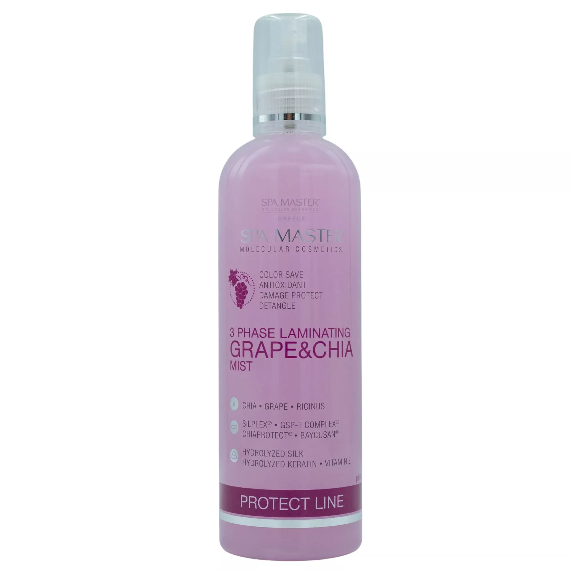 Spa Master 3-Phase Laminating Grape & Chia Mist 350ml – Τριφασικό Σπρέι Θερμοπροστασίας & Λάμψης Μαλλιών