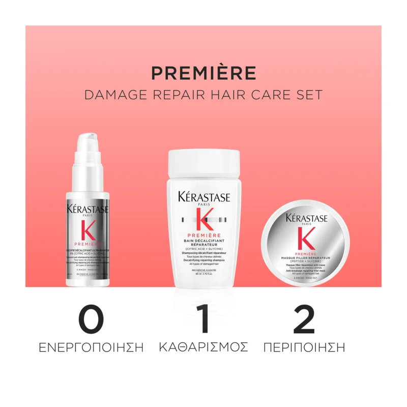 Kérastase Première Discovery Travel Set (Concentré Décalcifiant Ultra-Réparateur 45ml, Bain Décalcifiant 80ml, Masque Filler Réparateur 75ml) - Image 2