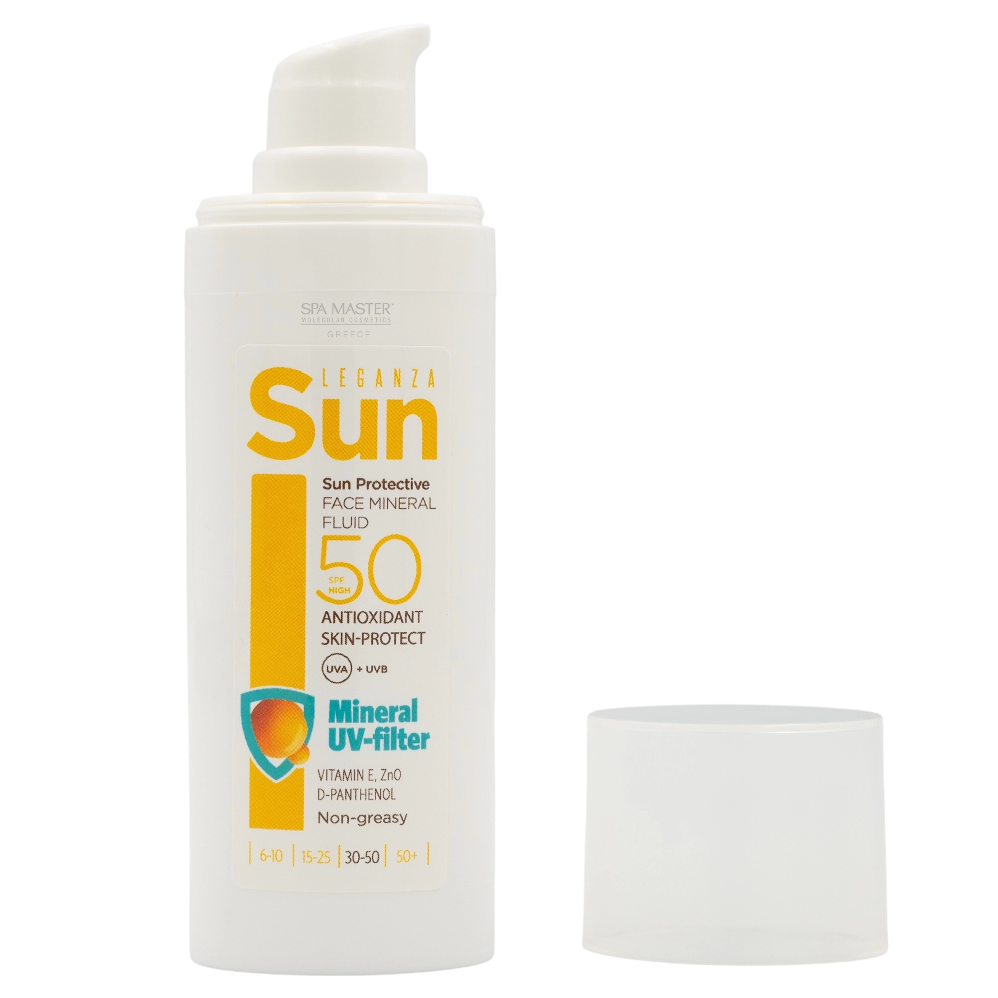 Leganza Sun Protective Face Mineral Fluid SPF 50 30ml – Αντηλιακό Προσώπου με Μεταλλικά Φίλτρα, Βιταμίνη E & D-Panthenol - Image 4