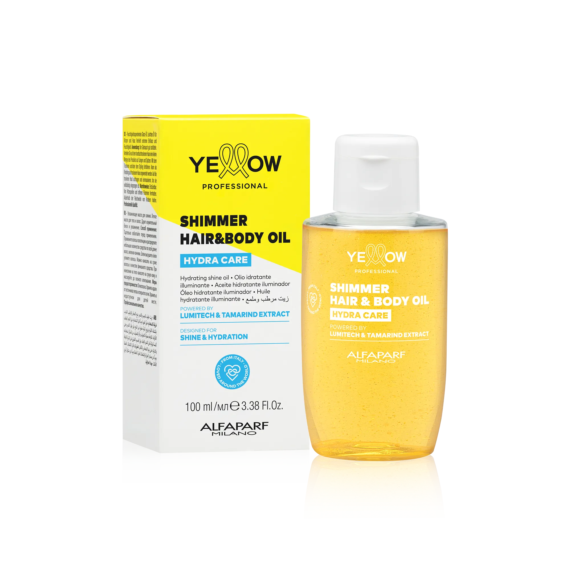 YELLOW Professional Hydra Care Shimmer Hair & Body Oil 100ml – Λάδι Λάμψης για Μαλλιά & Σώμα