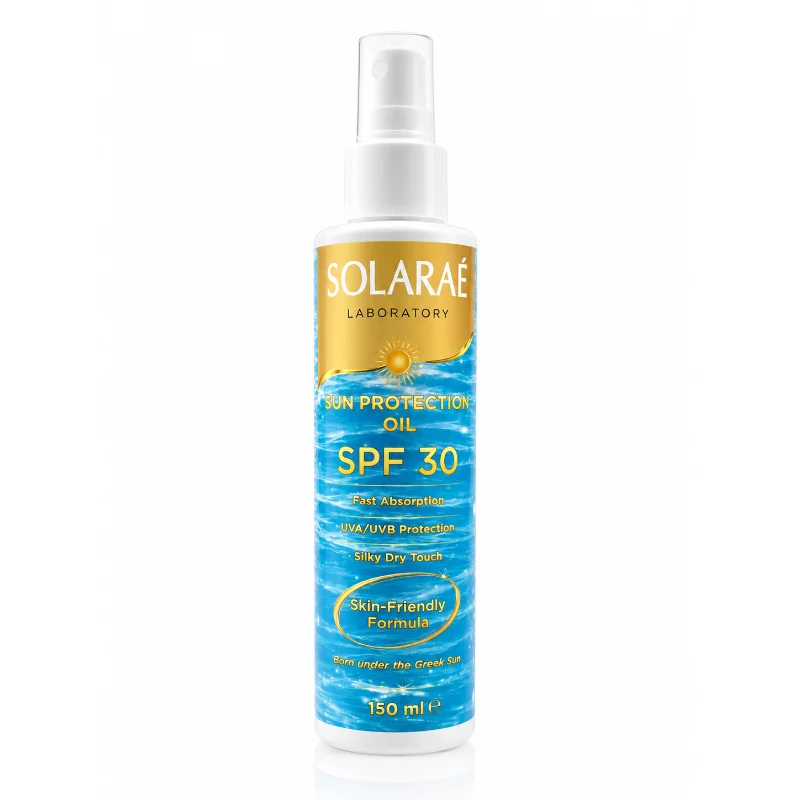 SOLARAE Laboratory Sun Protection Oil SPF 30 Spray Pump 150ml – Αντηλιακό Λάδι Σώματος με Argan Oil, Vitamin E & Sesame Oil