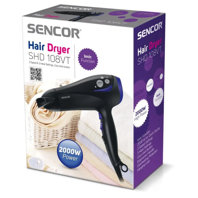 Sencor SHD 108VT Hair Dryer – Πιστολάκι Μαλλιών με Ιονισμό, Diffuser & Κρύο Αέρα - Image 3