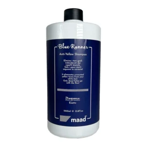 MAAD Blue Runner Shampoo Anti-Giallo 1000ml – Επαγγελματικό Μωβ Σαμπουάν κατά των Κίτρινων Τόνων για Ξανθά & Λευκά Μαλλιά