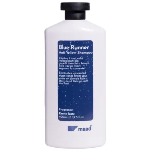 MAAD Blue Runner Shampoo Anti-Giallo 400ml – Μωβ Σαμπουάν κατά των Κίτρινων Τόνων για Ξανθά & Λευκά Μαλλιά