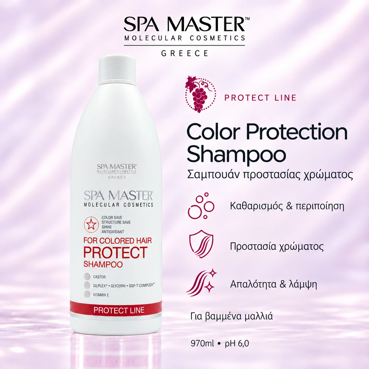 Spa Master Color Protection Shampoo 970ml – Σαμπουάν Προστασίας Χρώματος για Βαμμένα Μαλλιά - Image 2